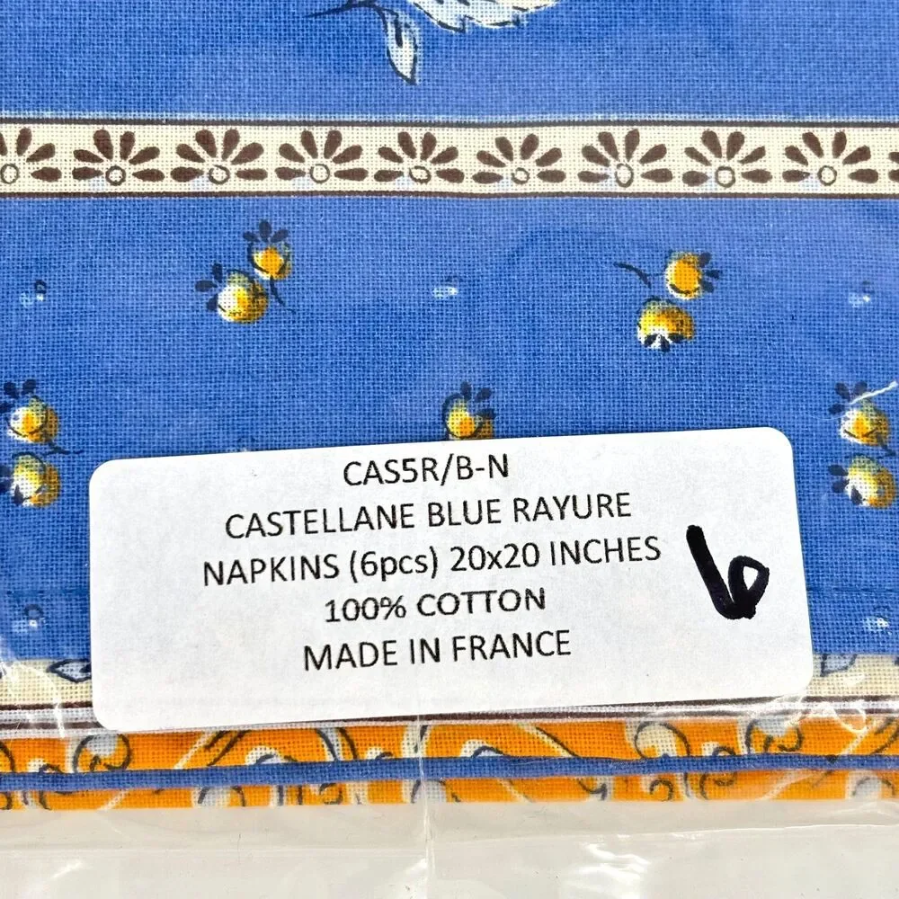 La Maisonnette CASTELLANE BLUE RAYURE NAPKINS 20×20